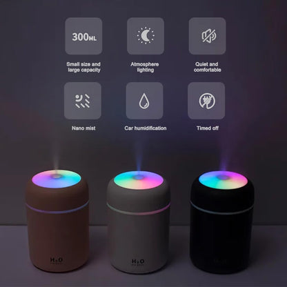 300ml Essential Oil Diffuser & Humidifier – Ultrasonic Cool Mist with Quiet Operation, LED Lights – Aromatherapy Air Freshener for Home, Office,Cars.