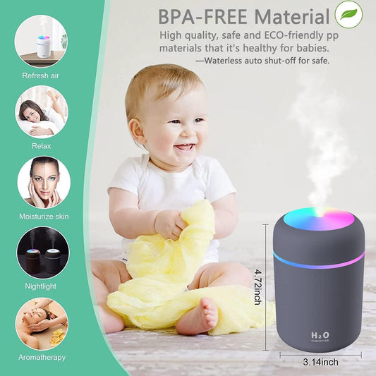 300ml Essential Oil Diffuser & Humidifier – Ultrasonic Cool Mist with Quiet Operation, LED Lights – Aromatherapy Air Freshener for Home, Office,Cars.